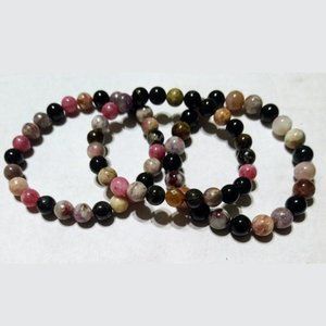 Unisex Watermelon Tourmaline Bead Bracelet
